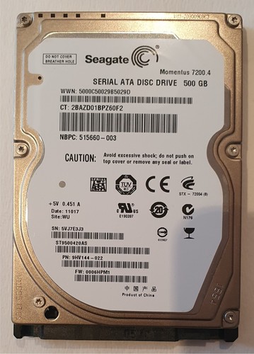 Seagate - Momentus - ST9500420AS - 2,5" SATA HDD - 500GB - Top Zustand!