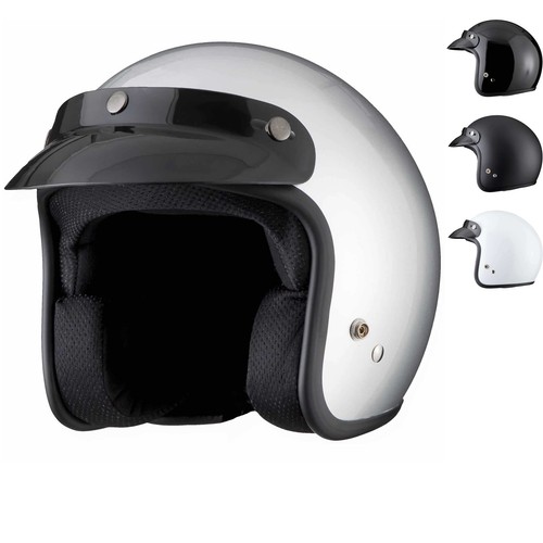 THH T-380 Plain Peak Open Face Motorcycle Helmet Retro Scooter Moped Cafe Jet