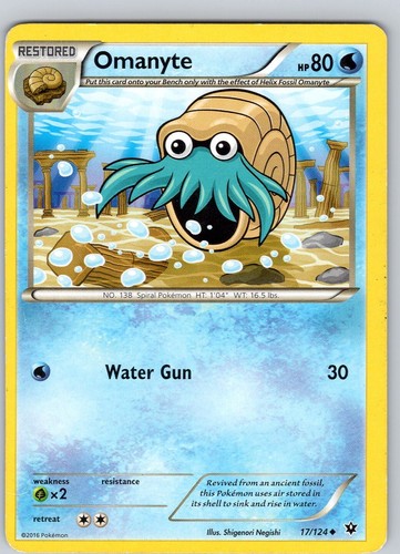 Pokemon TCG Omanyte XY Fates Collide 17/124 Regular Uncommon Card Played LP