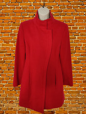 Womens Louche Size Uk 10 Poppy Red High Neck Long Zip Up Overcoat Jacket Smart