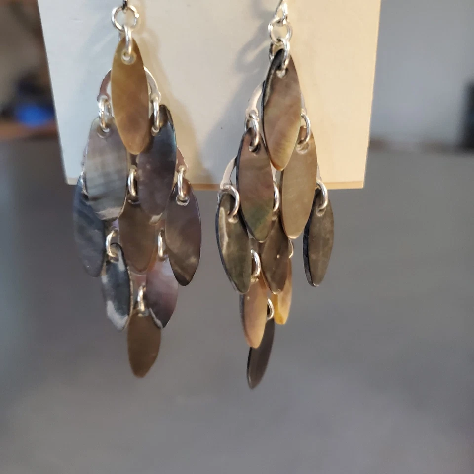 Pendientes Kenneth Cole Nueva York Abulón Colgantes Gota Tono Plata Foto 4 de 4