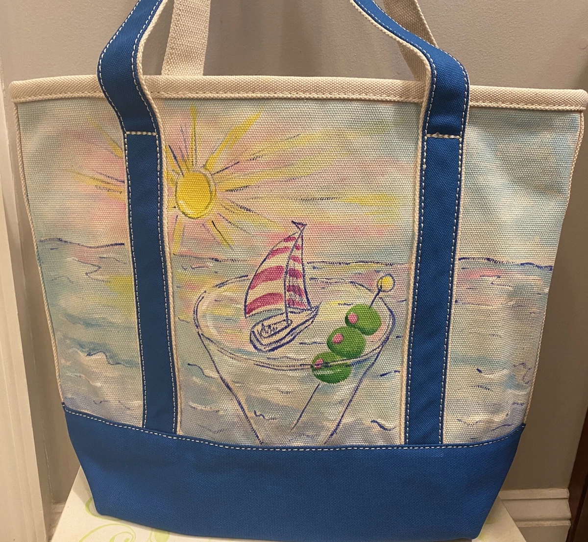 Lilly Pultizer Print Shop Custom Painted Lands End Tote Bag