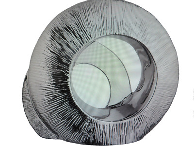 Neu Elegantes Design Silber Keramik Strukturiert Kreise Skulptur Wohndeko