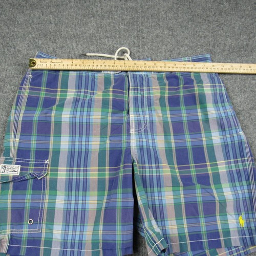 Polo Ralph Lauren Swim Trunk Men Large Purple Green Plaid Yellow Pony Unlined - Picture 14 of 16