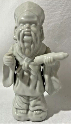 Sage Man Profit Scroll UNIQUE FIGURINE White Statue Man Made In Korea RARE