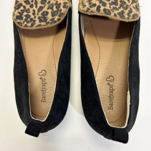 Baretraps Elliana Black Loafers Shoes Flats Leopard Print size 8.5 faux suede - Picture 7 of 10