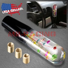 Universal 20CM Racing Clear Crystal Real Flowers Shift Knob Head Manual