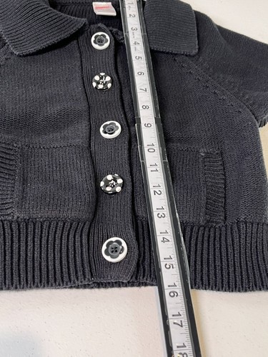 Gymboree Sweater Girls Size Medium 7 8 Kids Cardigan Top Fall Black Chunky Knit - Picture 10 of 13