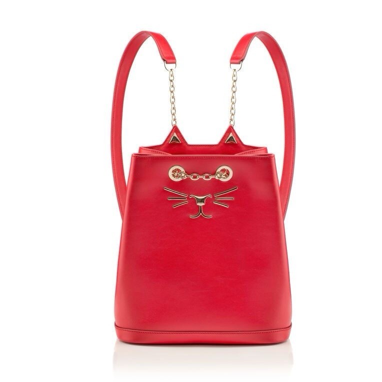 Charlotte Olympia Petite Feline Red Leather Backpack | eBay