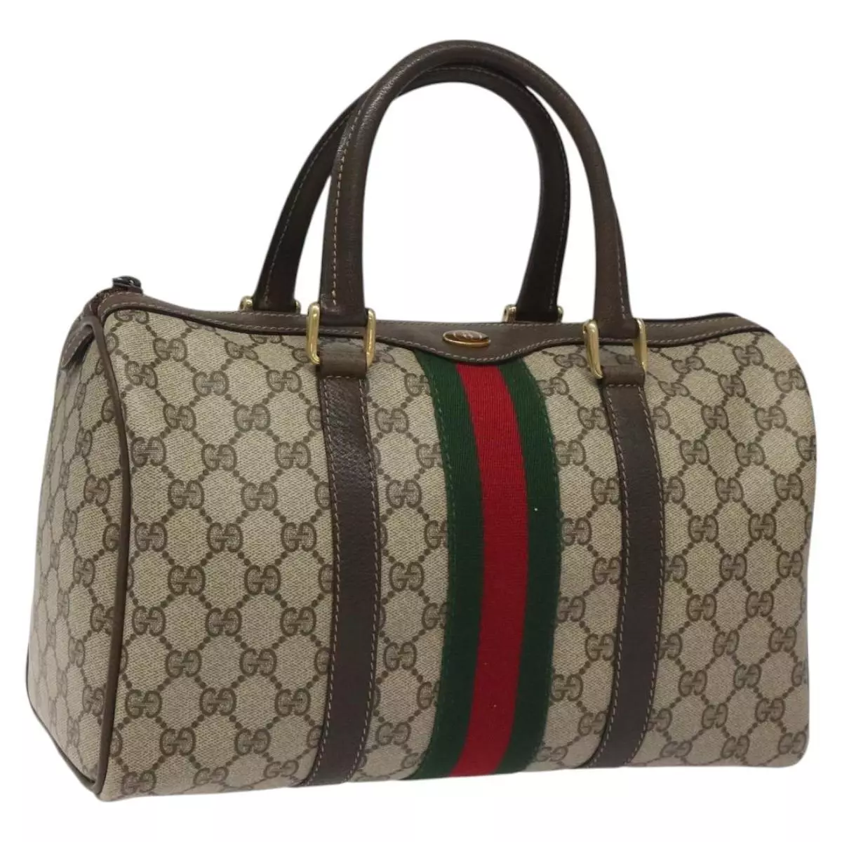Sac GUCCI GG Supreme Web Sherry Line Boston PVC beige vert rouge authentique EC238