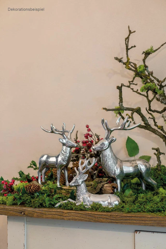 Figura Decorativa Cervo Decorativo Renna Argento Decorazione Natalizia - Immagine 3 di 4