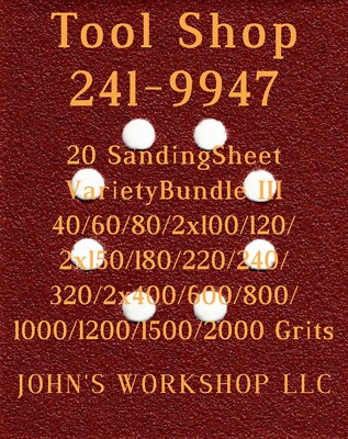 Tool Shop 241-9947 - 17 Different Grits - 20 Sheet Variety Bundle III