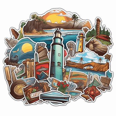 Beaches of America Sticker, Water Bottle Laptop Decal, Vacation Travel Souvenir