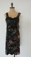 dress sundress Strap sleeveless halter Free People Lace floral black stretch L 