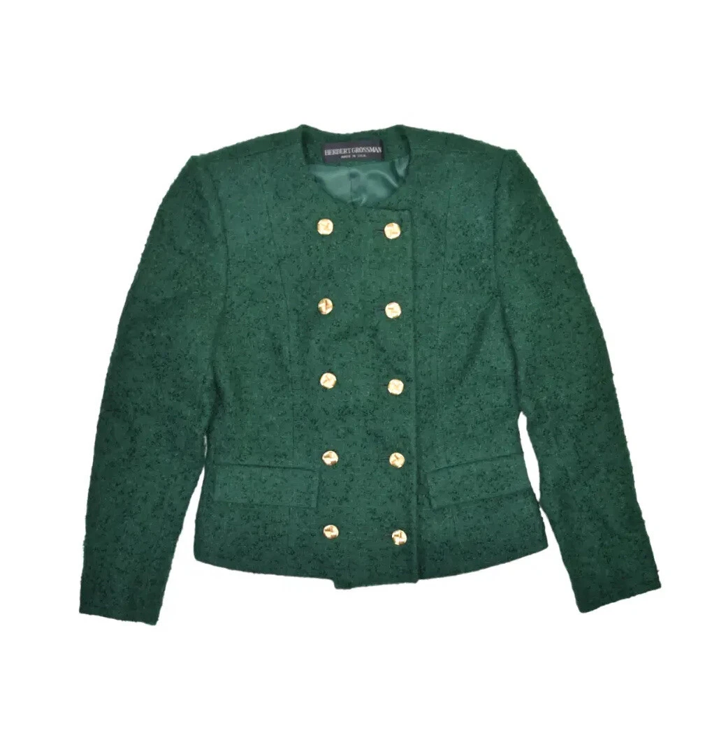 Vintage Gerbert Grossman Wool Jacket Womens 2 Green Talbots Made in USA ILGWU