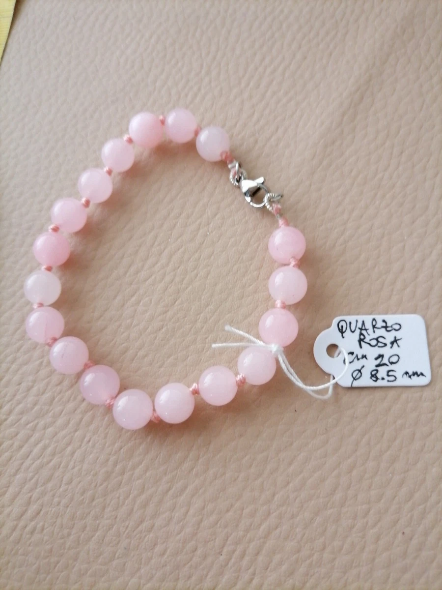 Bracciali di lusso con gemme di pietra principale quarzo rosa quarzo rosa | Acquisti Online su