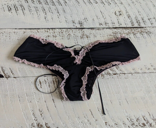 Victoria's Secret Sexy Little Things taglia S vintage Y2K nero e rosa stringato sfacciato - Foto 5 di 5
