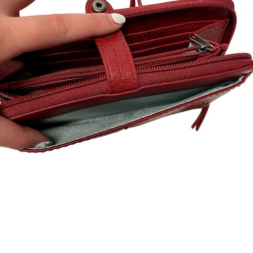 The Sak Red PEBBLED Leather Hand Bag Shoulder Crossbody Purse Organizer Satchel - Picture 4 of 10