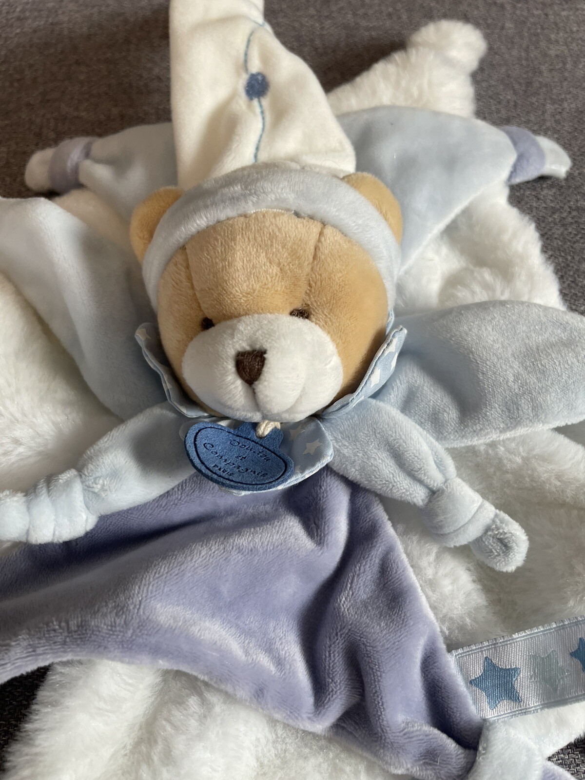 DOUDOU ET COMPAGNIE ours plat Petit Chou blanc bleu | eBay