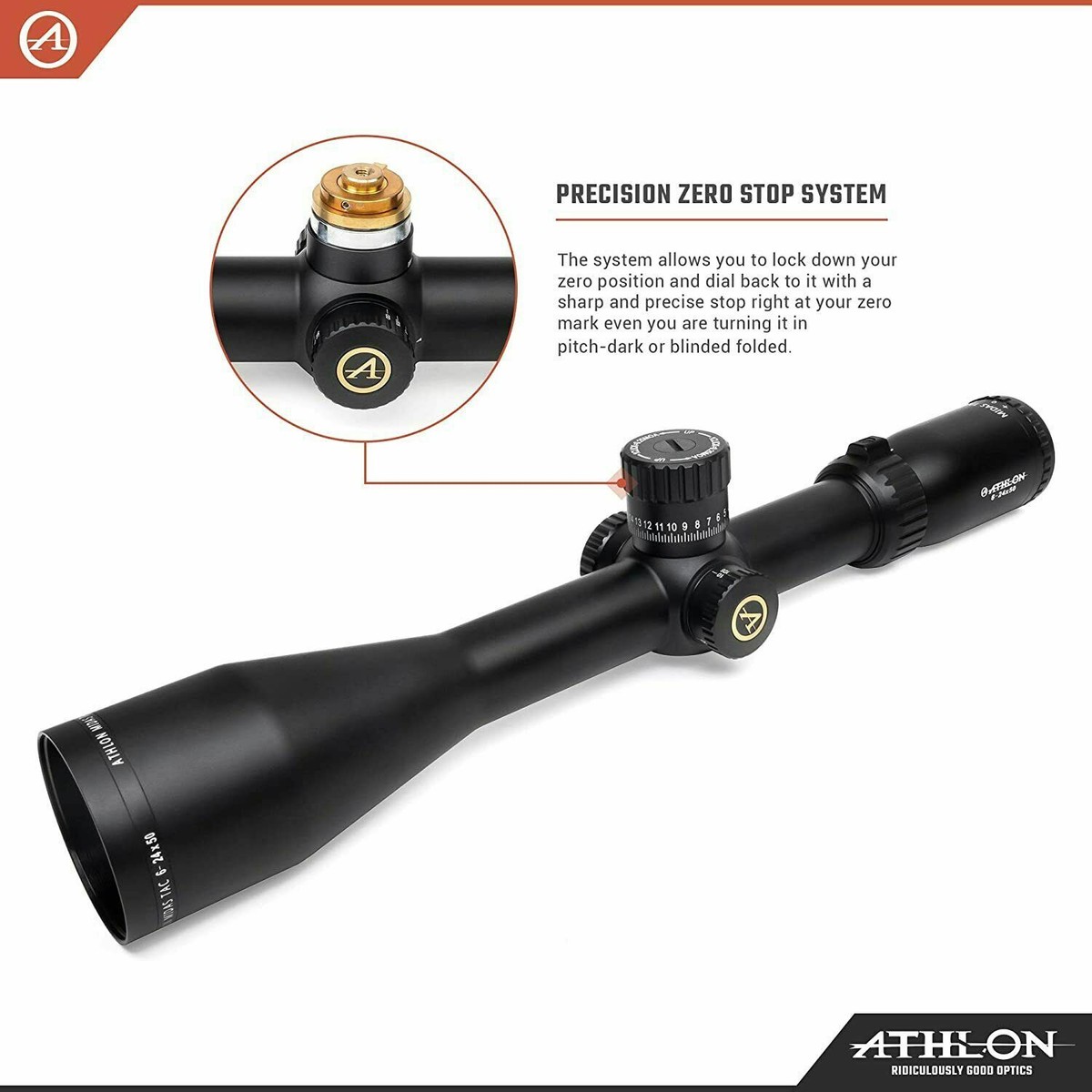 Athlon Midas TAC 6-24x50 Rifle Scope 30mm APLR4 FFP MOA IR Reticle