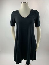 Ann Taylor Loft Black V Neck Swing Aline Dress XS Nice!