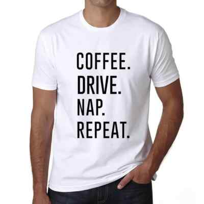 ULTRABASIC Herren T-Shirt Kaffee Fahren Nickerchen Wiederholung Coffee Drive Nap