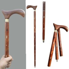 Wooden Walking Stick Elegant Handle Brown Cane for Men Women 36" Gift Use