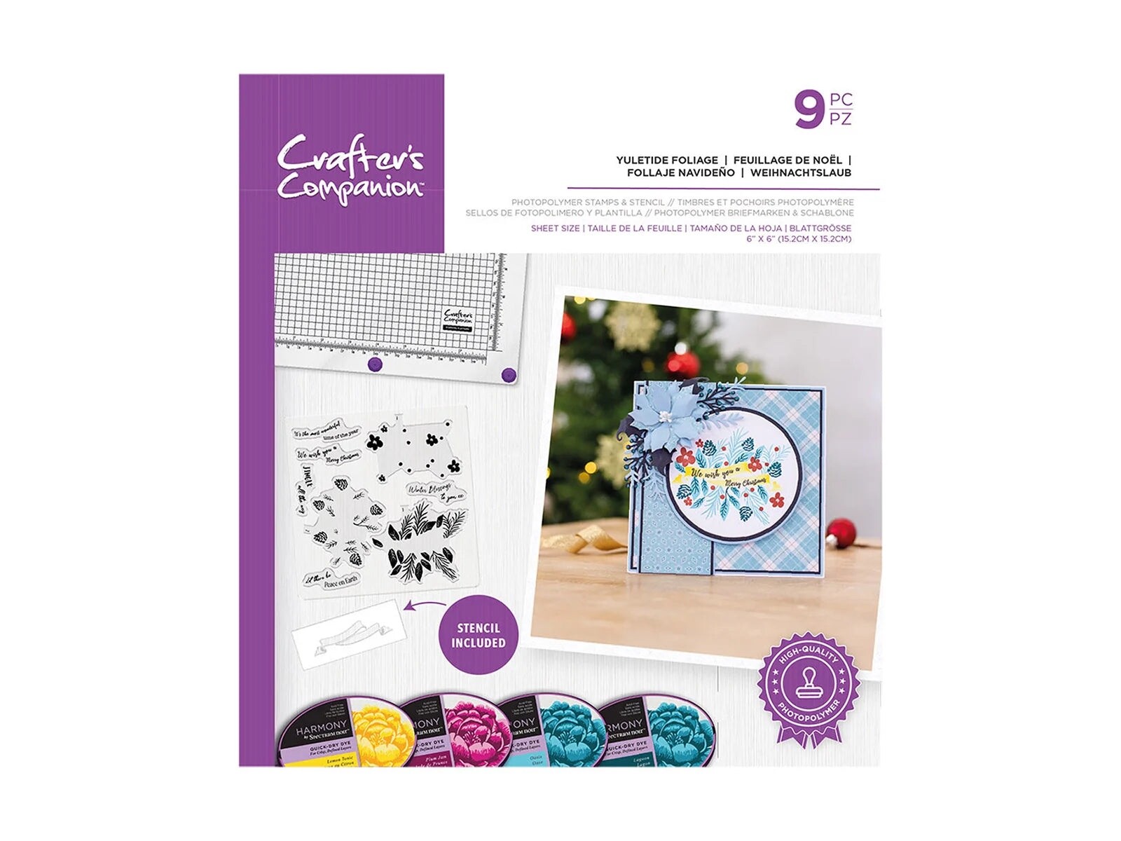 Crafter's Companion Photopolymer Stamp 6x6 Yuletide Foliage