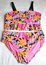 Wonder Nation Girls Floral Print Ruffle Tankini 2 Piece Swimsuit Size XL 14-16 