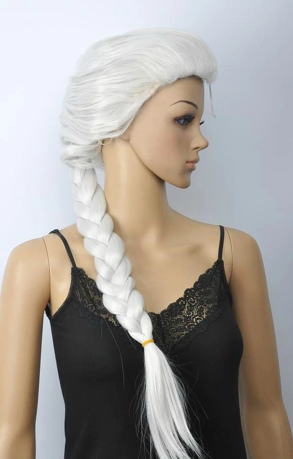 Venta caliente Pelucas de pelo blancas largas rectas cola de caballo mujeres dama niña Foto 3 de 4