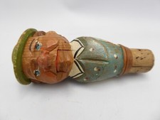 GERMAN BAVARIAN CARVED TIMBER MAN CONTINENTAL PAINTED BOTTLE TOP CORK STOPPER