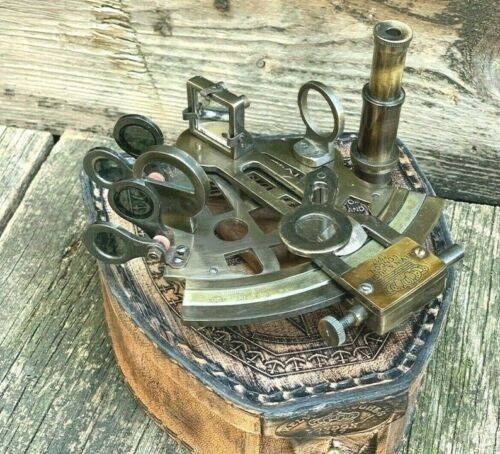 Large Sextant in Genuine Leather Box Unique Nautical Navigators' Delight: 4.5" - Picture 7 of 8