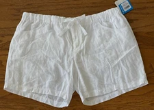NWT Retail $65 COLUMBIA Bonifay Brook Linen + Cotton Shorts Wms Sz XL White