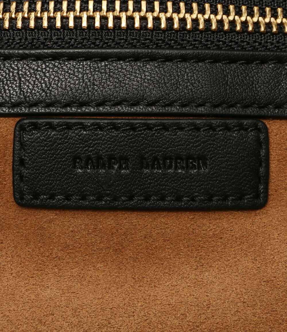 Borsa Ralph Lauren Purple Label Big Pony Logo in pelle nera