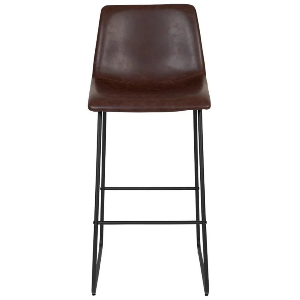 Taburete de bar tapizado de cuero Flash Furniture 30" en marrón oscuro (juego de 2) Foto 4 de 4