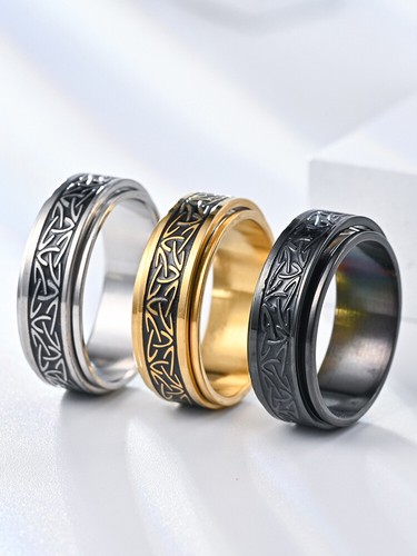 Anti Anxiety Spinner Fidget Rings Stainless Steel Rotate Band For Men Women - Foto 6 di 14