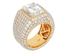 Emerald-Cut 7 4/5 CT Solitaire 16 1/10 CT Real Diamond Eternity Pinky Ring 14...