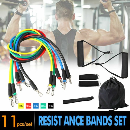 11 PCS Resistance Band Set for Strength Training Fitness Home Gym Yoga Exercise - 第 4/8 張圖片
