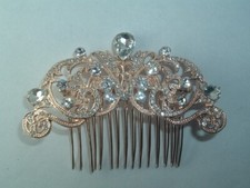 COPPER TONE METAL  RHINESTONE SLIDE HAIR COMB UP DO HAIR ACCESSORY
