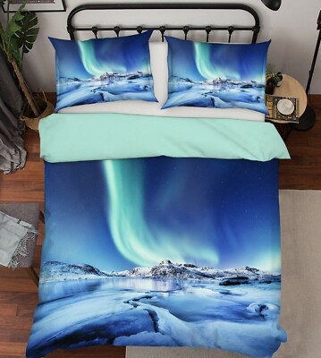 3D Aurora Snow ZHUA1024 Bed Pillowcases Quilt Duvet Cover Set Queen King Zoe