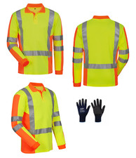 Poloshirt Warnschutz langarm gelb-orange Warnshirt EN471 Warnschutzbekleidung