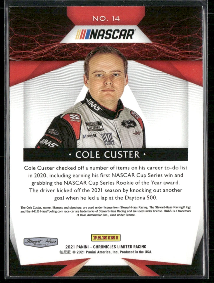 Cole Custer 2021 Chronicles Limited Purple 4/25 #14 - Image 2 of 2