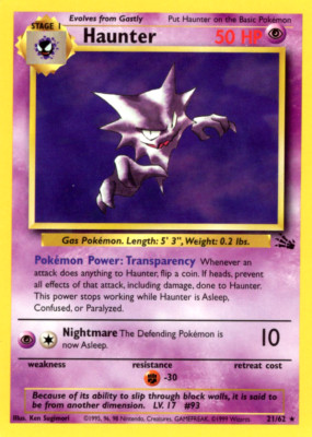 HAUNTER 21/62 FOSSIL SET UNLIMITED POKEMON TCG CCG 1999 NM