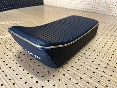 RUPP SEAT MINI BIKE COMPLETE BRAND NEW SEAT GOLD WELT PIPING.