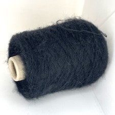 Black ALPACA WOOL FLUFFY Yarn on Cone LACE WEIGHT Craft USA TARIFF FREE