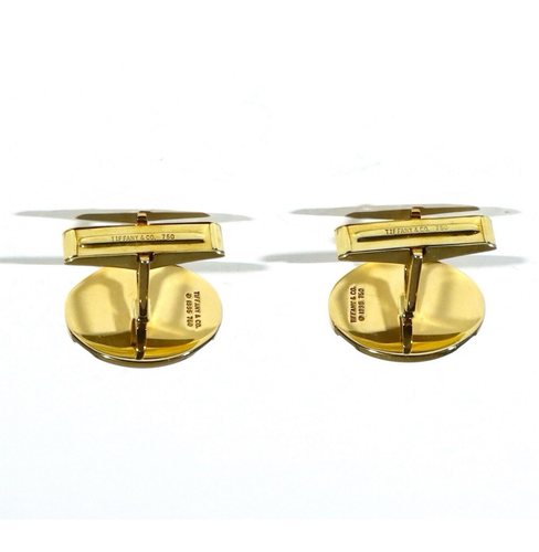 TIFFANY & CO. Yellow Gold 14K (585) Oval Stripe Cufflinks - Good Condition - Picture 8 of 9