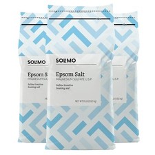 Solimo Epsom Salt Soak Magnesium Sulfate USP 8 Pound 128 oz - 3 Packs