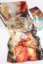 100% Silk Satin Scarf Women neckerchief Shawl long Wrap gray red yellow JH5-30