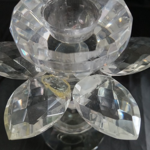 Shannon Crystal by Godinger VTG 3 Set Lotus Crystal Candle Holders Sticks 15574 - Picture 7 of 13