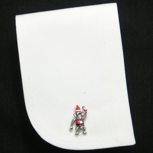 Jan Leslie Santa Claus Monkey with moving limbs Cufflinks Silver 925 24mm x 15mm - Picture 4 of 6